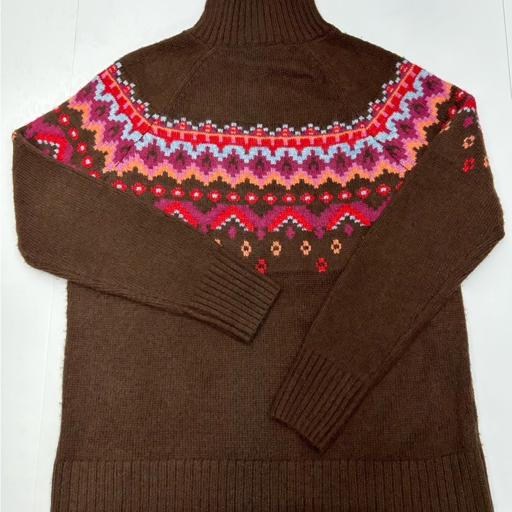 Lou & Grey Chocolate Knit Fairisle Mock Neck Sweater Women’s S Colorful - Picture 8 of 16